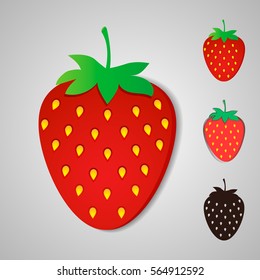Strawberries in a different of styles on a white background. Vector eps 10.