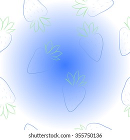 Strawberries, doodles, hole,floral, pattern. Hand drawn.