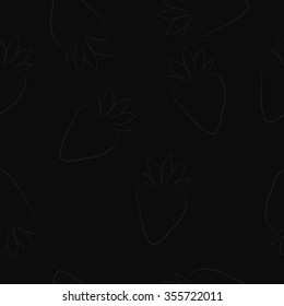Strawberries, doodles, hole,floral, seamless pattern. Hand drawn.