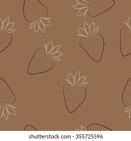Strawberries, doodles, hole,floral, seamless pattern. Hand drawn.