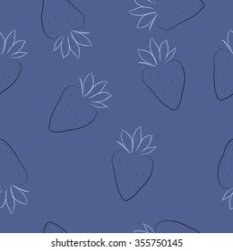 Strawberries, doodles, hole,floral, seamless pattern. Hand drawn.