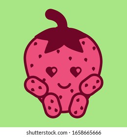strawberries emotion. cartoon character. vector illustration. berry
