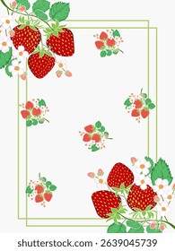 Strawberries with floral accents, white background