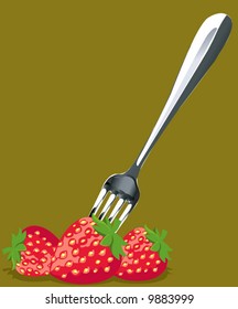 strawberries and fork	