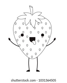 strawberries fresh fruit kawaii character
