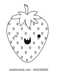 strawberries fresh fruit kawaii character