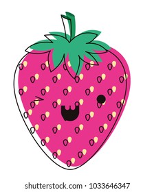 strawberries fresh fruit kawaii character