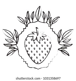 strawberries fresh fruit with leafs frame