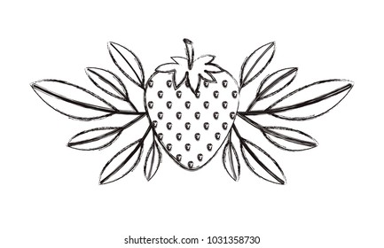 strawberries fresh fruit with leafs frame