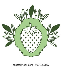strawberries fresh fruit with leafs frame