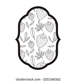 strawberries fresh fruit with leafs frame
