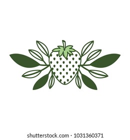 strawberries fresh fruit with leafs frame