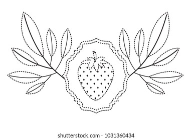 strawberries fresh fruit with leafs frame