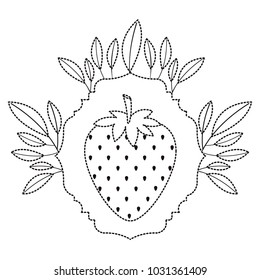 strawberries fresh fruit with leafs frame