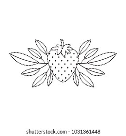 strawberries fresh fruit with leafs frame