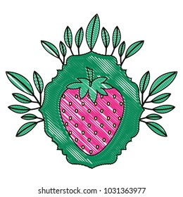 strawberries fresh fruit with leafs frame