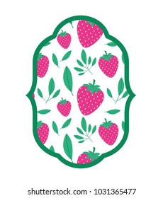 strawberries fresh fruit with leafs frame