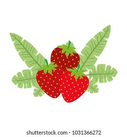 strawberries fresh fruit with leafs frame