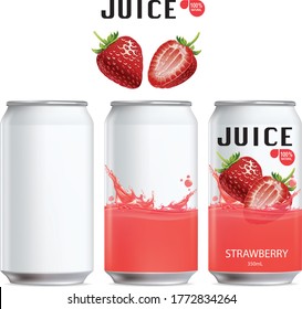 Strawberries fruit and design of strawberries fruit package and juice