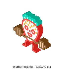 strawberries fruit fitness character isometric icon vector. strawberries fruit fitness character sign. isolated symbol illustration