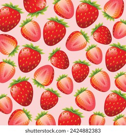 Strawberries fruit pattern background design