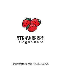 Strawberries fruit vector logo vintage hand-drawn, fruitage illustration classic and rustic, very elegant for a company.