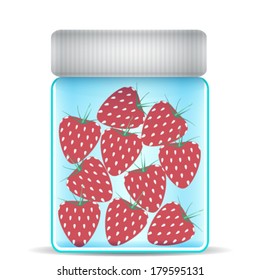 strawberries in a glass jar 