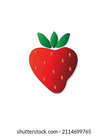 Strawberries with green leaves.  Drawing in vector 