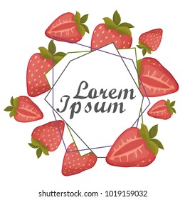 Strawberries greeting card. Vector illustration.