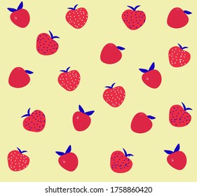 Strawberries hand drawn seamless pattern background