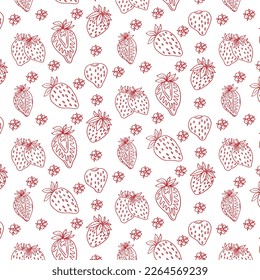 Erdbeeren, handgezeichnet, nahtlos