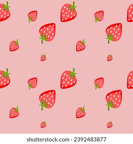Strawberries hand drawn seamless pattern background