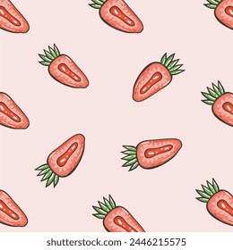 Strawberries hand drawn seamless pattern background