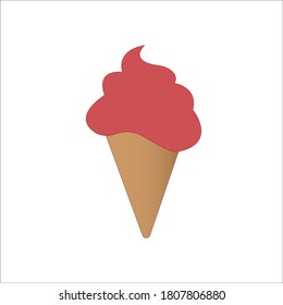 Strawberries Ice cream in waffle cone
