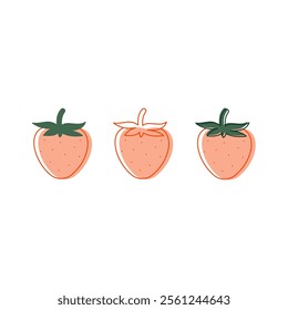 Strawberries illustration, design elements, cute strawberries 