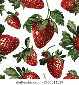 Fresas, ilustración, Vector, fondo, baya, rojo, verano, fresco, fruta