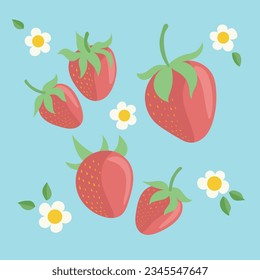 Vector De Ilustración De Fresas Set De Mano Orgánica Simple Dibujado - Set 2