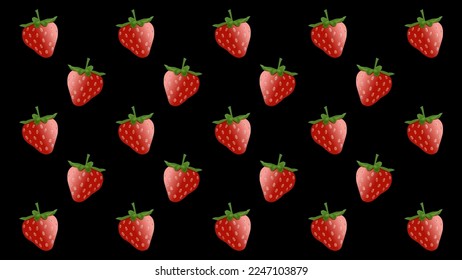 Strawberries isolated on black background