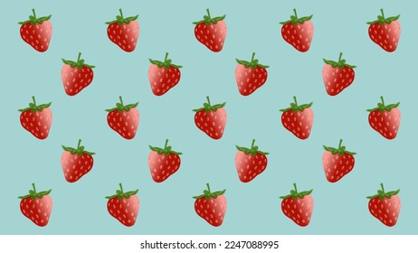 Strawberries isolated on blue background