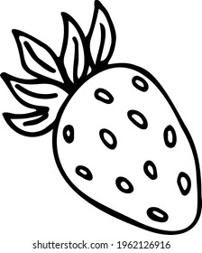Strawberries isolated on a white background. Hand-drawn black and white vector illustration. A ripe sweet berry from the garden. Healthy and healthy food.