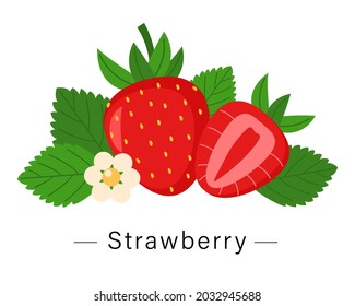 Strawberries isolated on a white background. Berries, summer fruits. Vector illustration in flat style