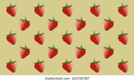 Strawberries isolated on yellow background