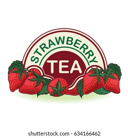 Strawberries, label for strawberry tea.
