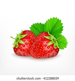 Strawberries with leaf. EPS10