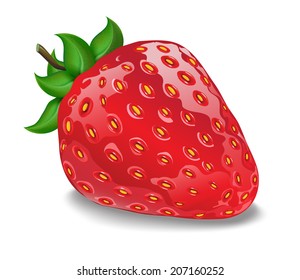 Strawberries with leafs. Isolated on a white background. 
