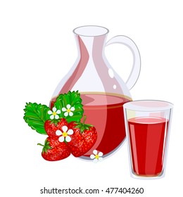 Strawberries with leaves sweet freshness healthy berry food. Isolated on white strawberry delicious health dessert. Fresh fruit red juicy vector strawberry nutrient refreshment organic food.