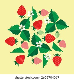 Strawberries mid century modern design 