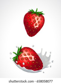 Strawberries and milk splash