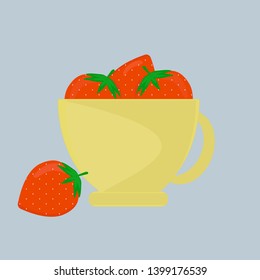 Strawberries in a mug. Healthy food.