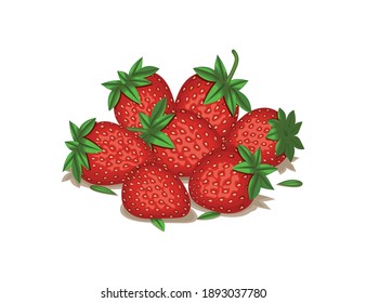 Strawberries. Multicolored image of strawberries on a white background. No gradients or effects were used. Close-up. Decor element. Vector illustration.